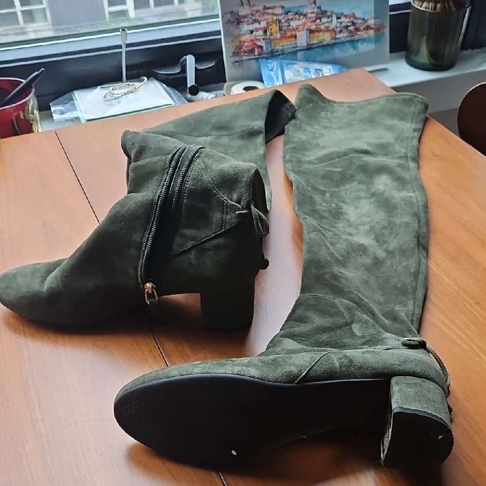 Tory Burch Dark Green Over-the-Knee Boots